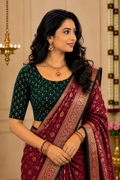 Unstitched Green Velvet Blouse Material With Embroidery Work - 1M -BVW004
