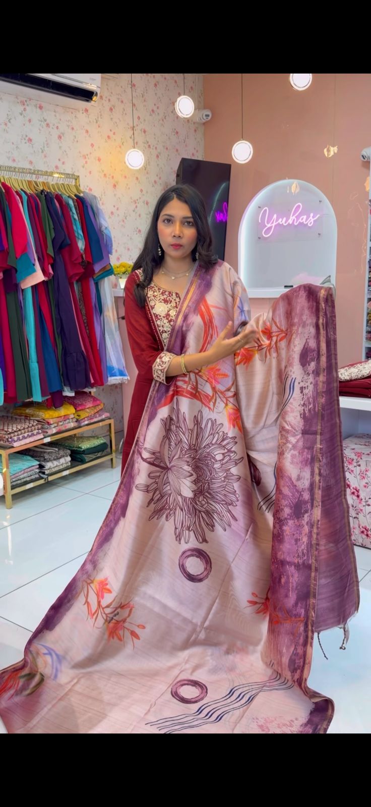 Megatha Pink Malai Silk