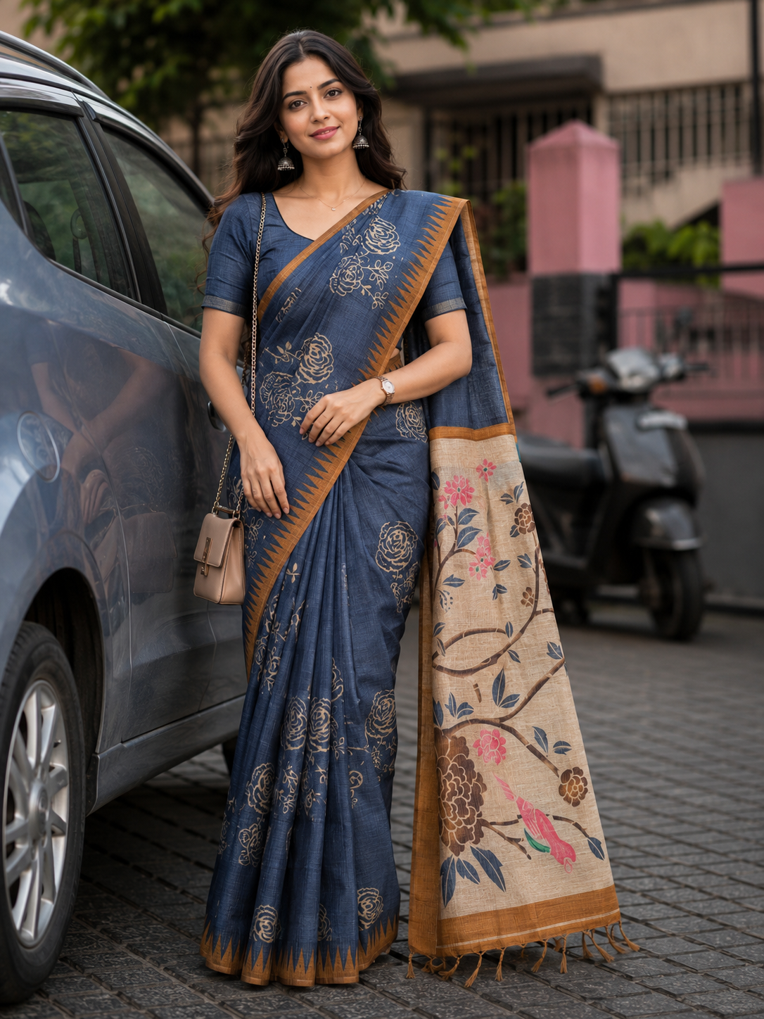 Blue  Officewear saree- CNA257