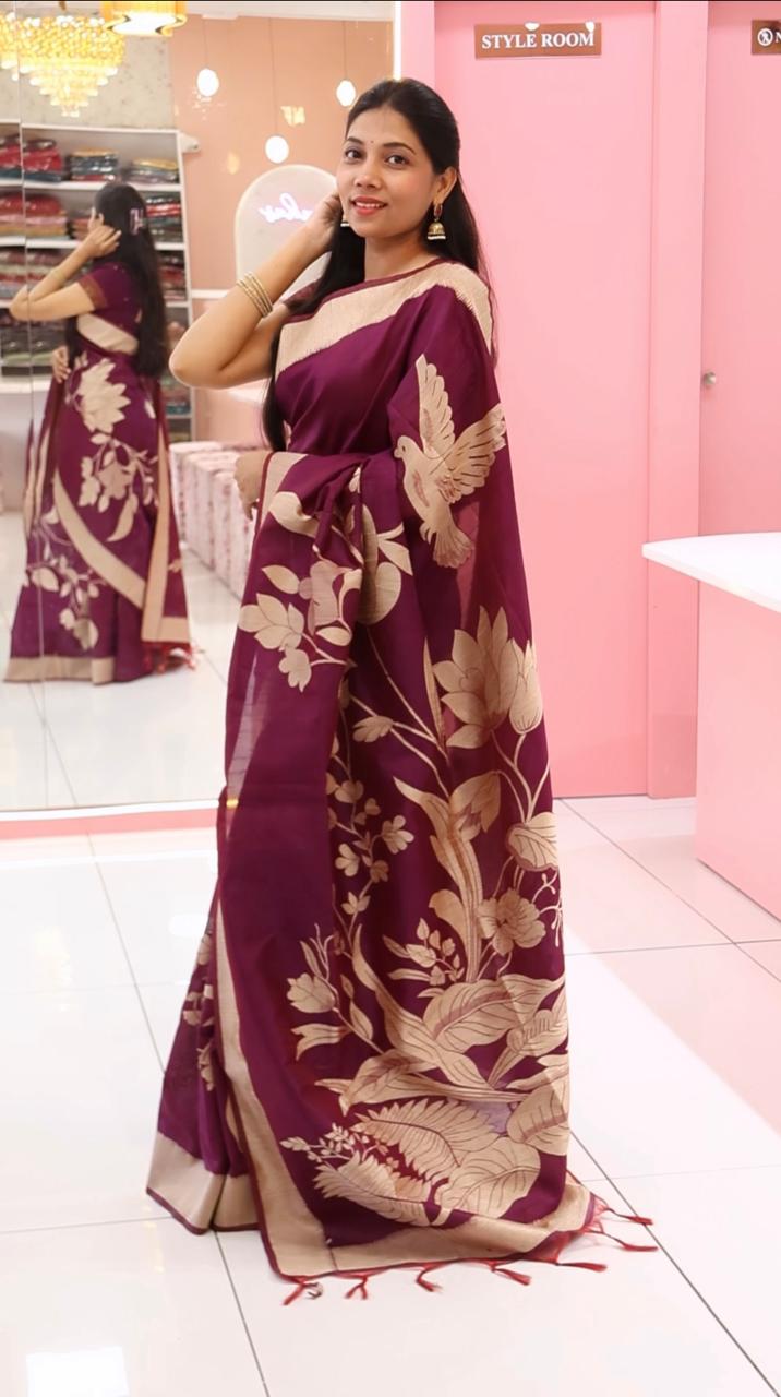 Banaras Purple handloom Saree