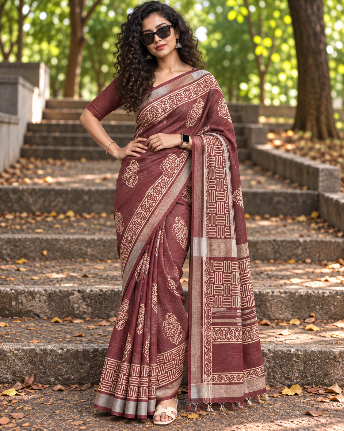 Wild Rose  Linen Cotton saree- CNA310