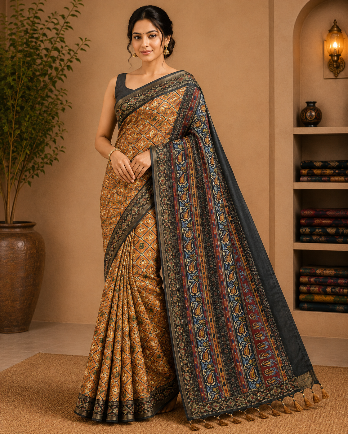 Mustard saree CPN003