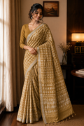 Mustard Linen Cotton saree CNA308