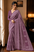 Wine Linen Cotton saree CNA332