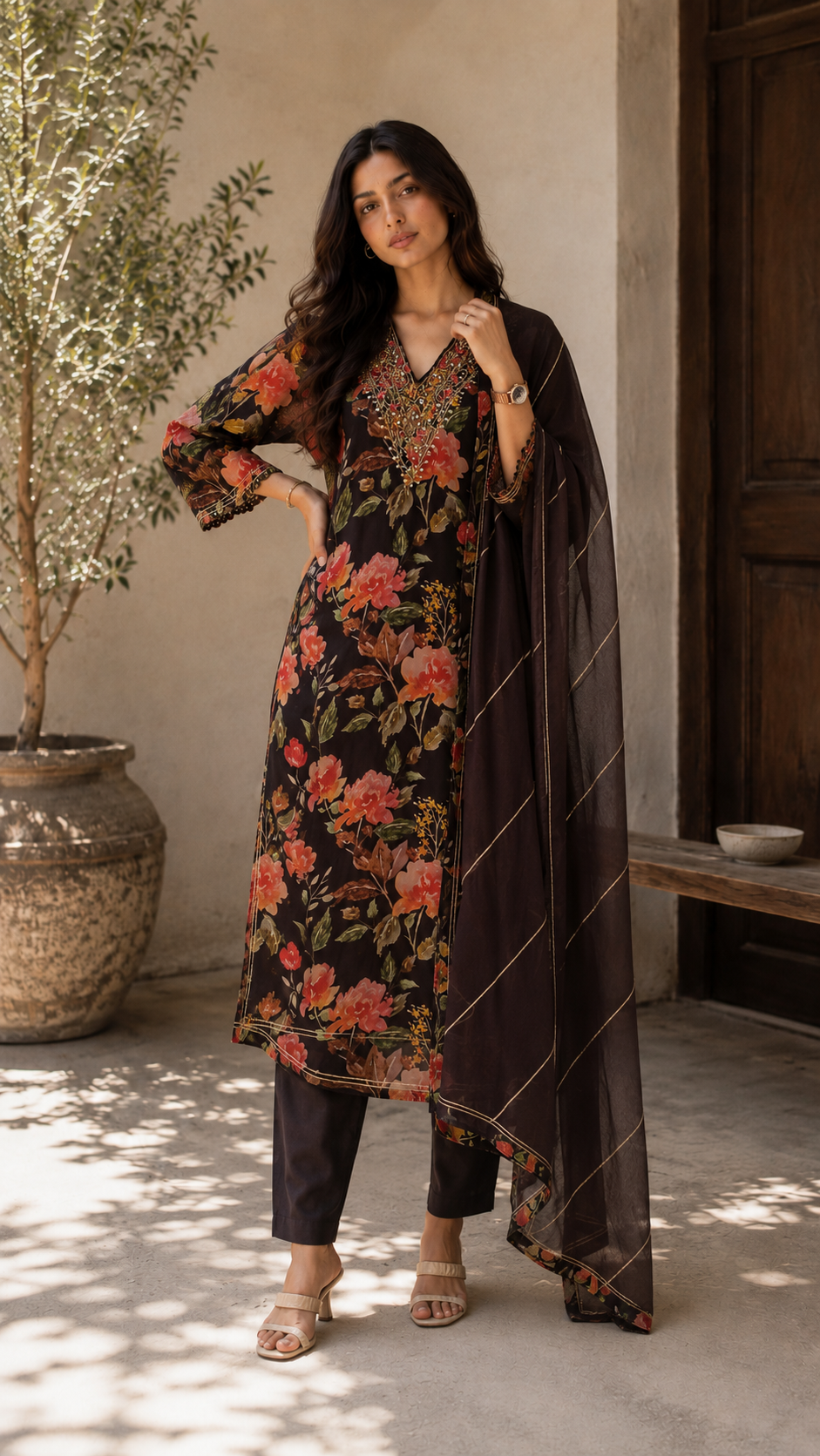 Premium Brown Georget salwar