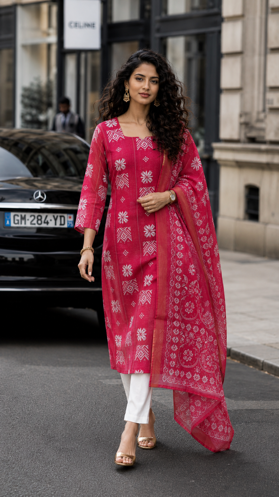 Reddish Pink Soft Organza Salwar suit -  YVS441