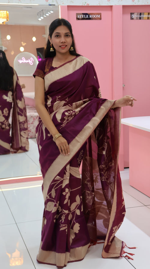 Banaras Purple handloom Saree