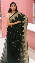 Bottel Green Designer Saree