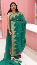 Designer Teal Green Saree