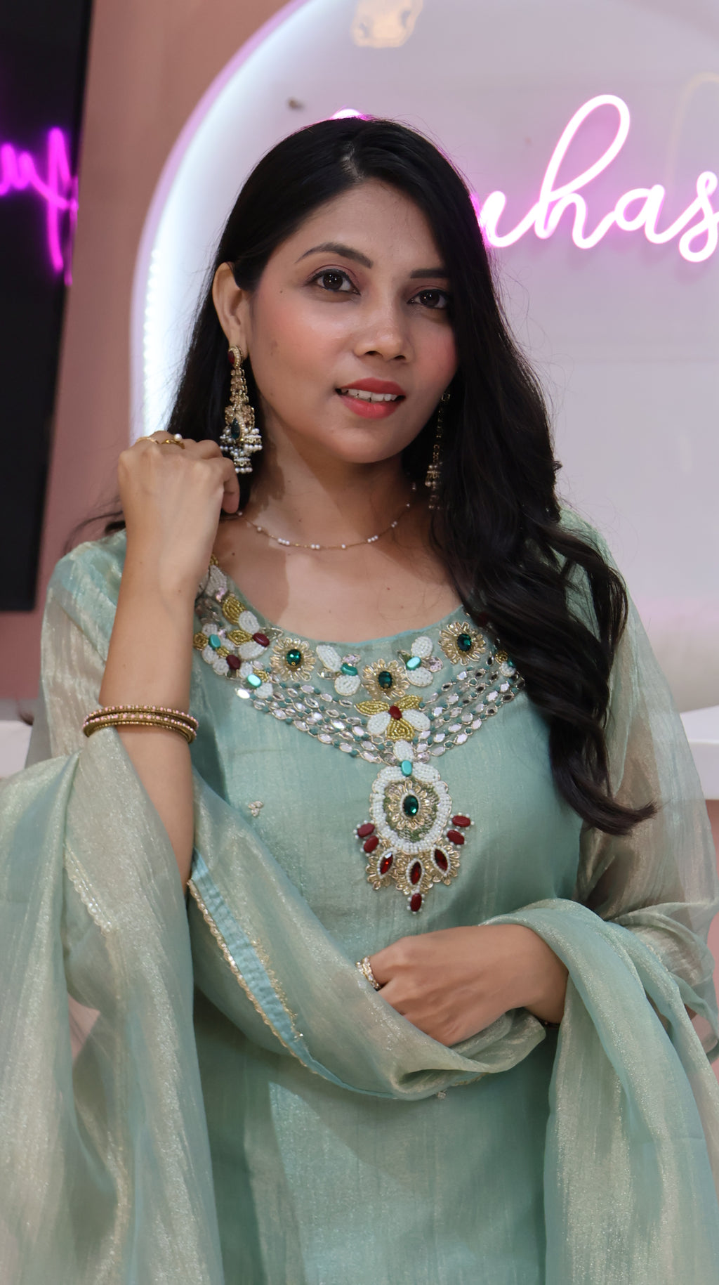 Premium Persian Green Sharara -YVS481