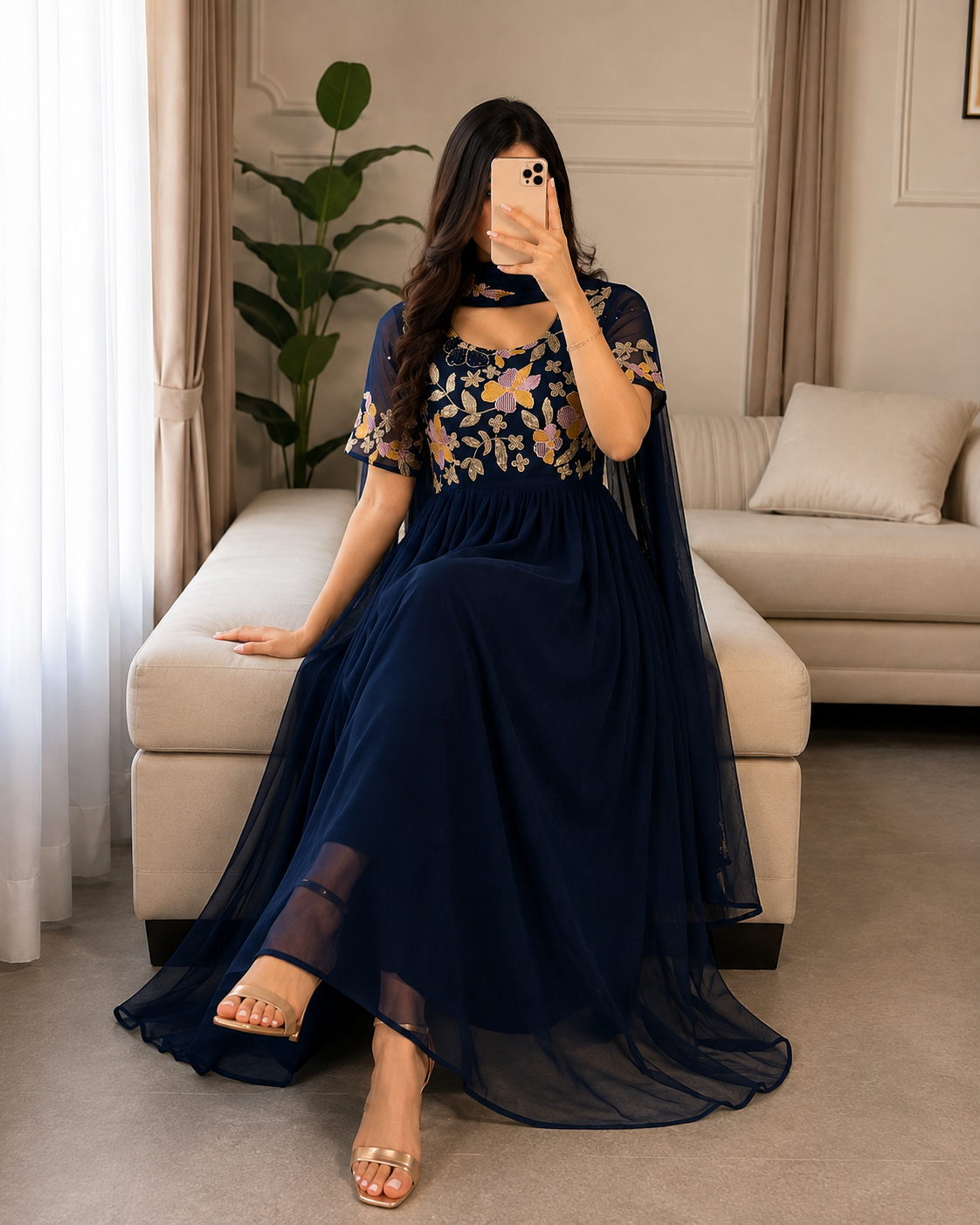 Designer Teal Blue Anarkali - WDS010