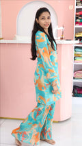 Seafoam Green Indo Western Style Top And Palazzo With Lining - YCS042