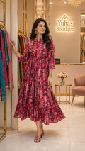 Magenta Partwear long dress -YCS285