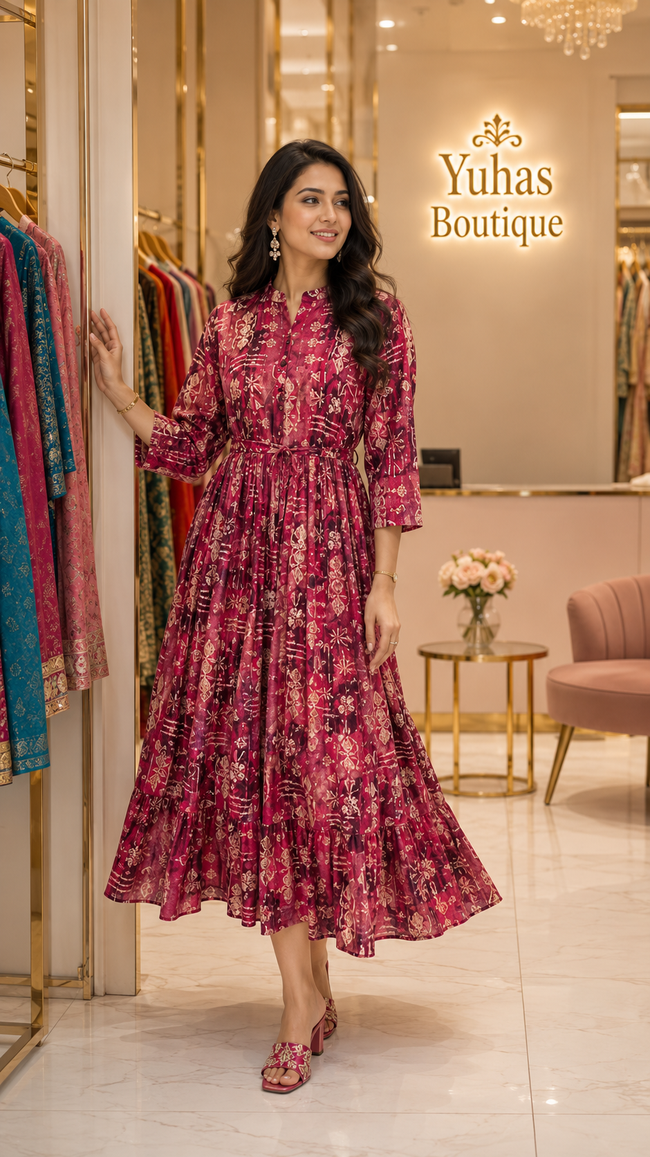 Magenta Partwear long dress -YCS285