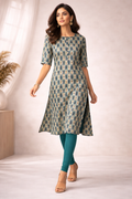 Blue SideSlit Long  Kurti
