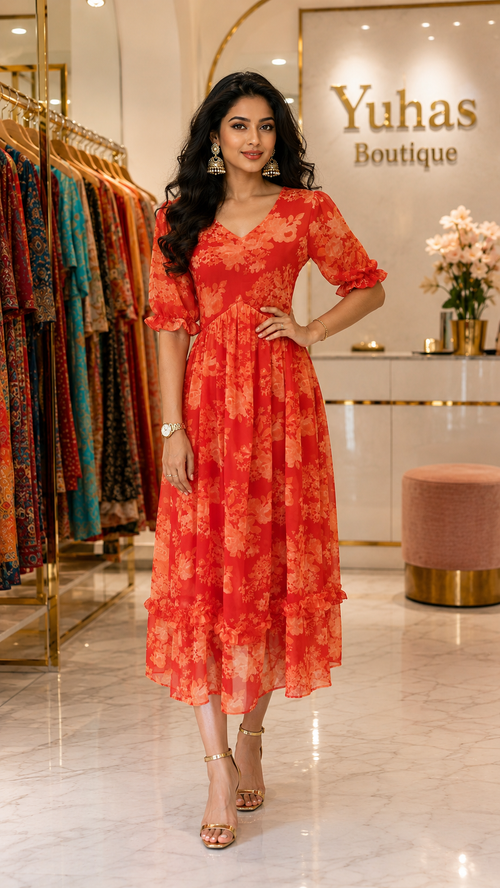Orange Floral maxi- YCS454