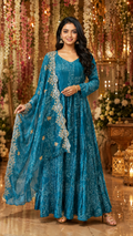 Teal Green Anarkali With dhupatta - YCS462