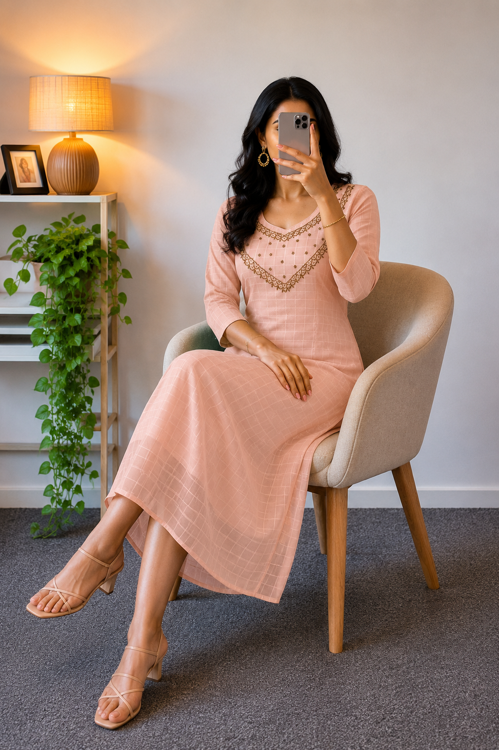 Peach Aline kurti - YCS493