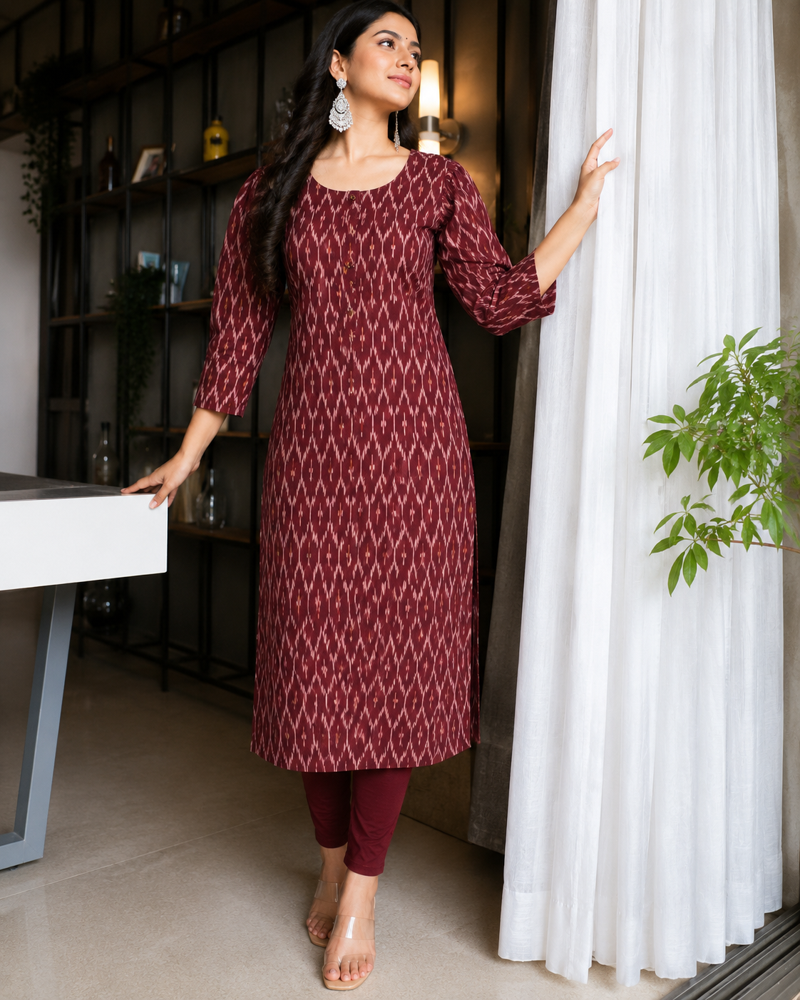 Maroon cotton Kurti -YCS605