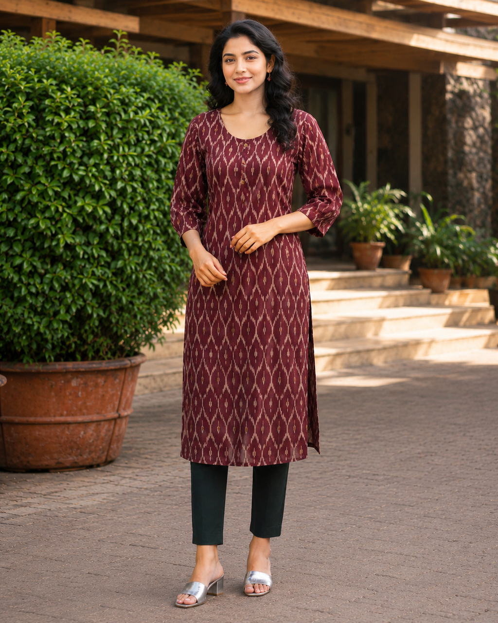 Maroon cotton Kurti -YCS605