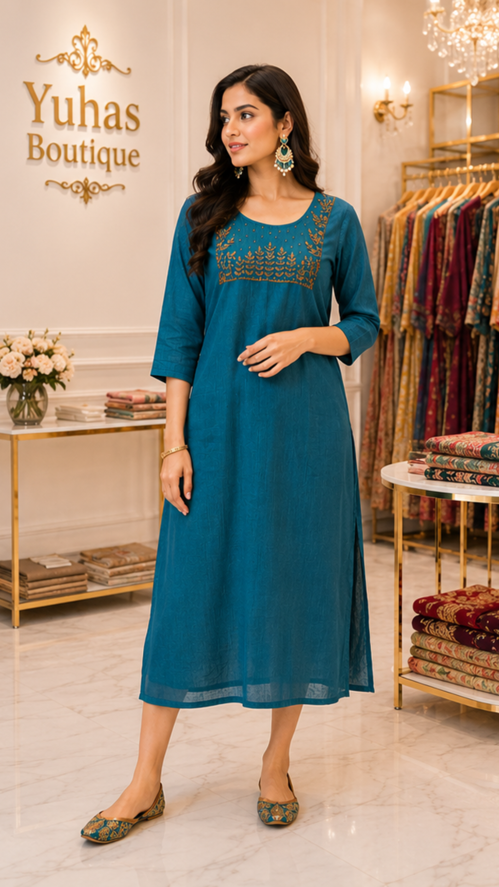 நீல நீல நிற மேக்ஸி