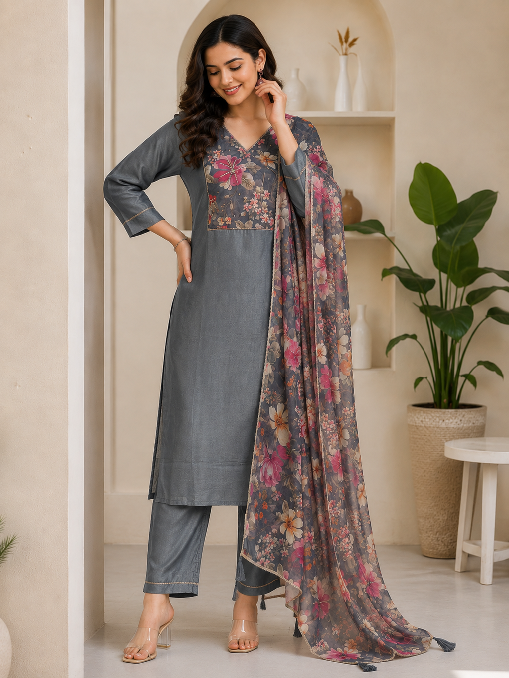 Gray Partywear salwar - YFS230