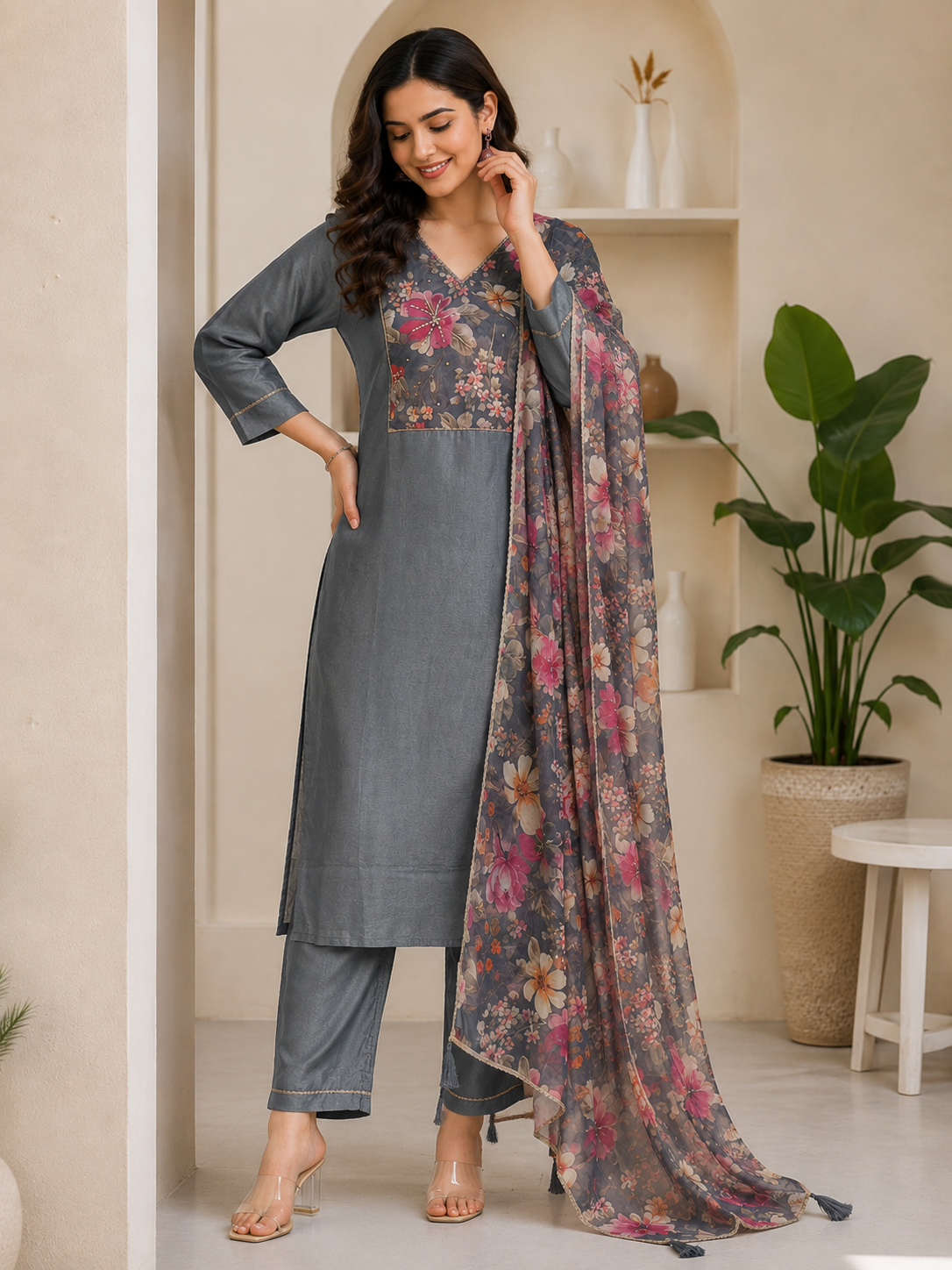 Gray Partywear salwar - YFS230