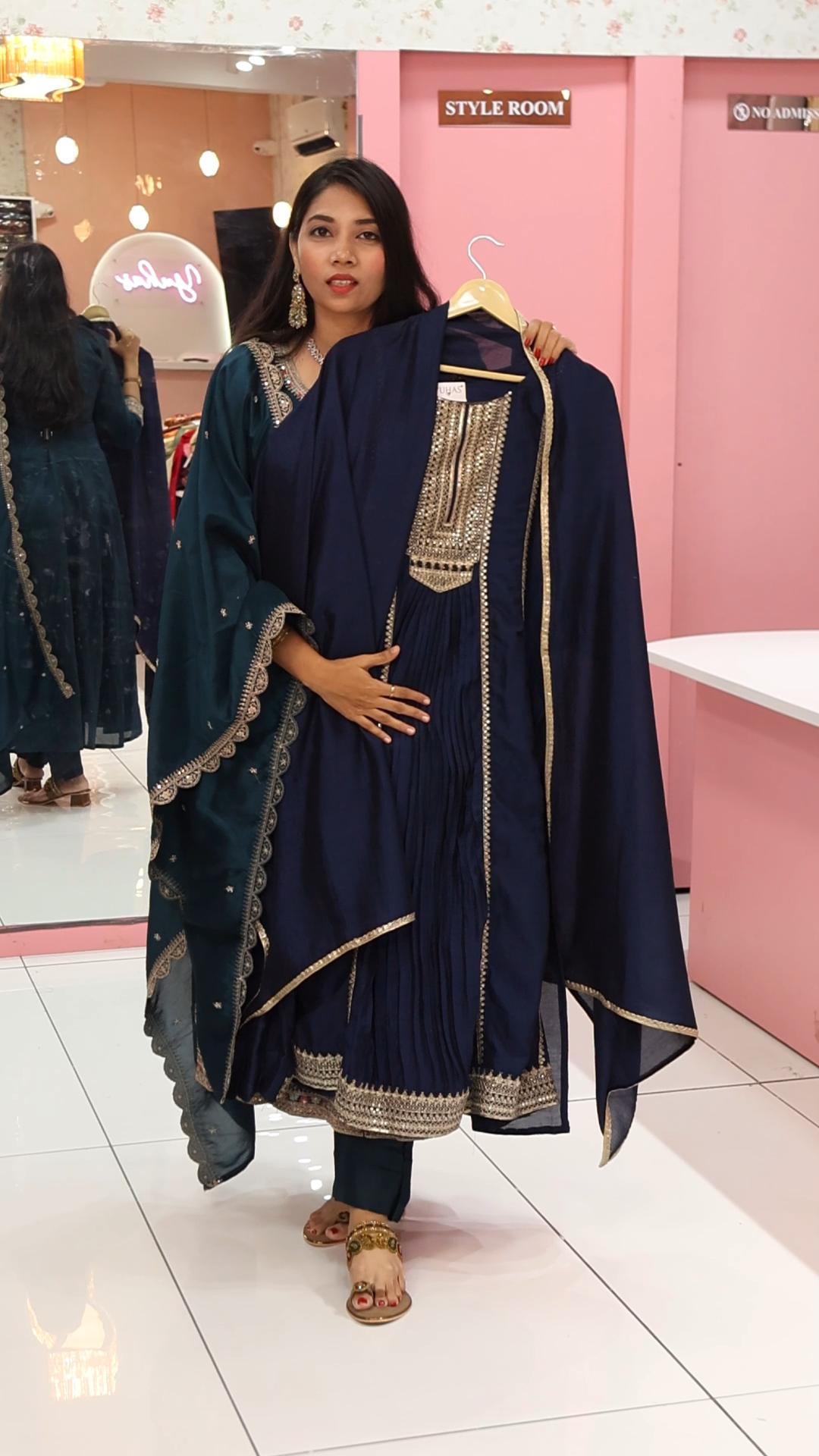 நீல பச்சை அனார்கலி சல்வார்