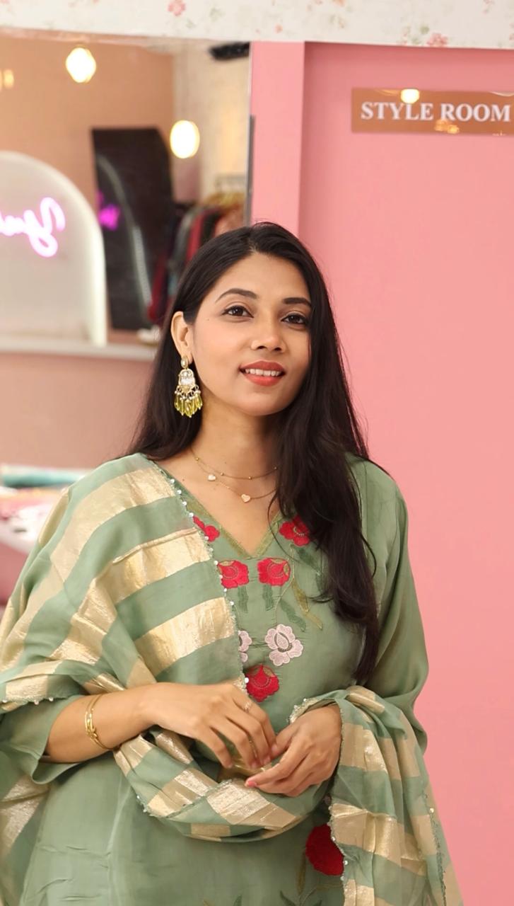 Pure Mulchanderi Green Suit