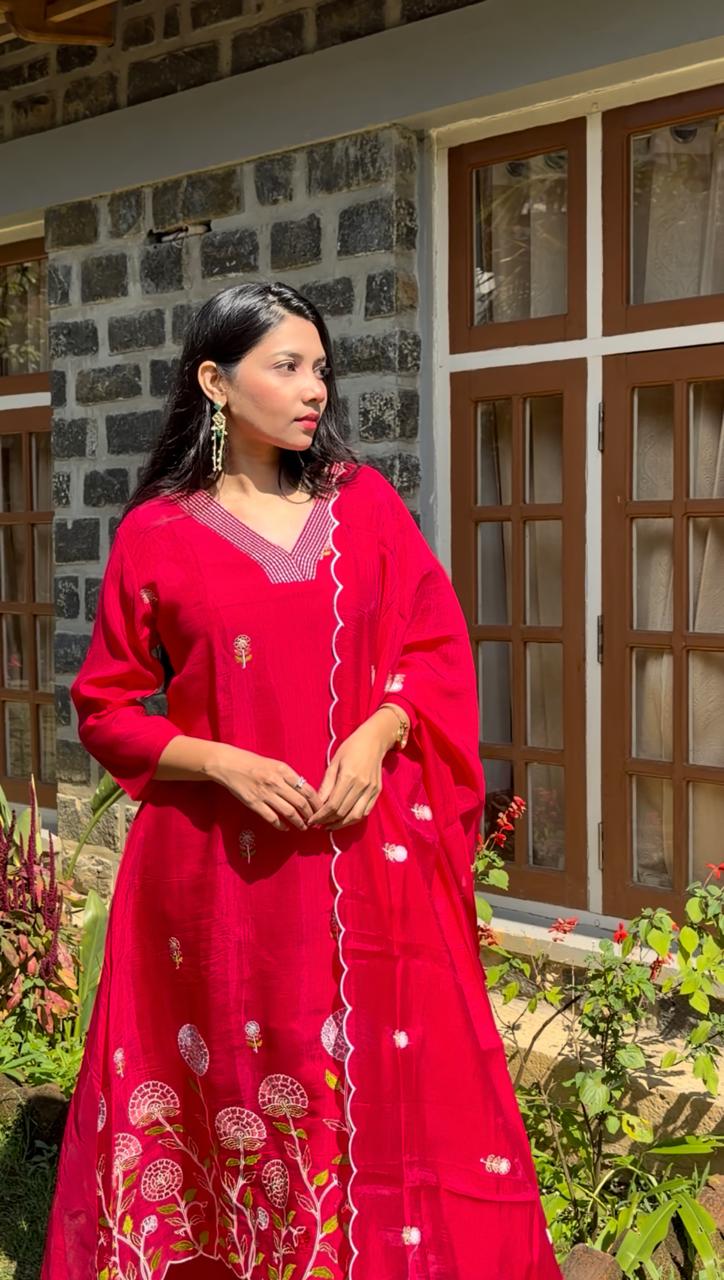 PINK ANARKALI MULCHANDERI SALWAR -YFS411