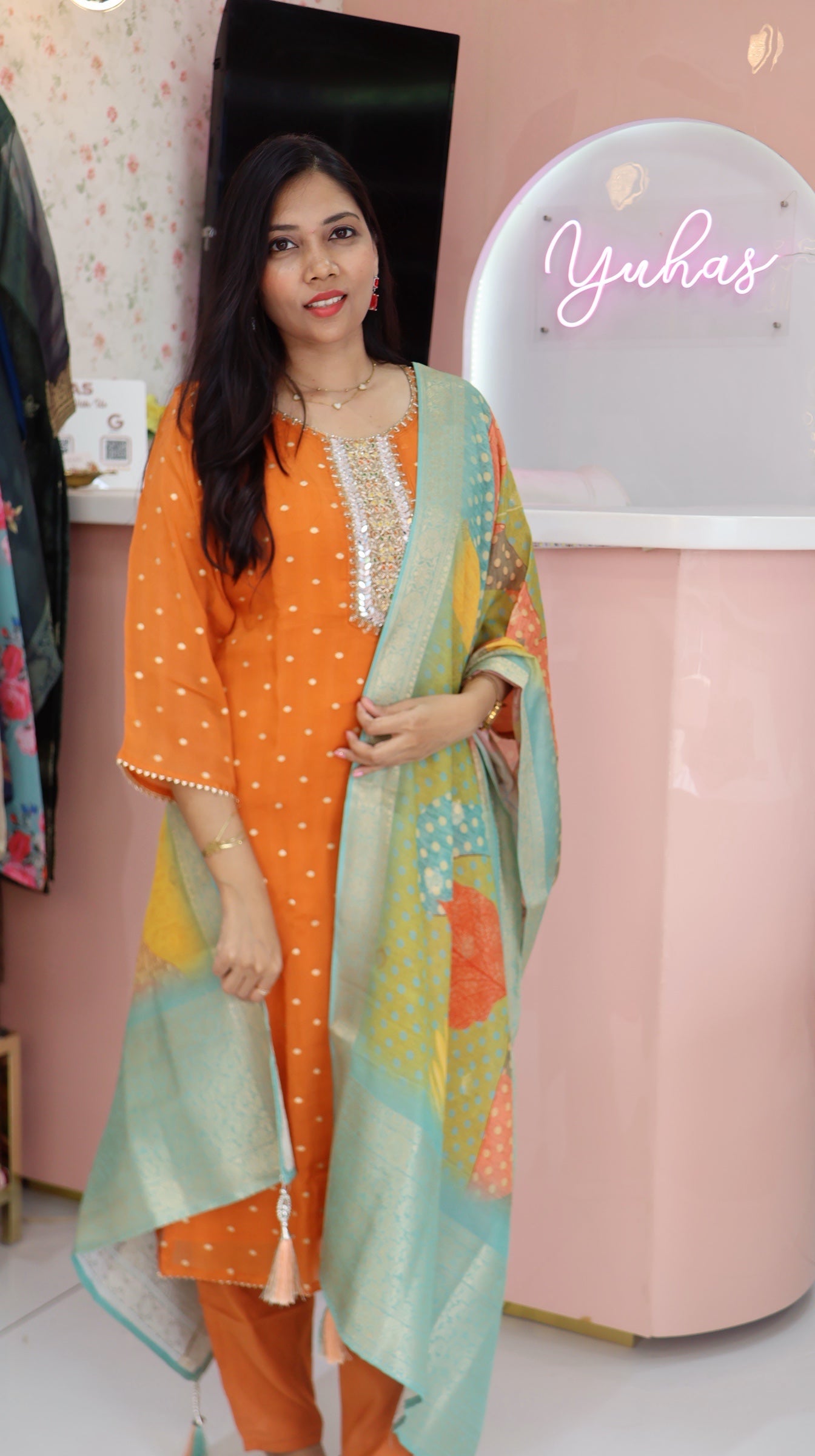 Premium Orange Banaras Salwar-  YFS423