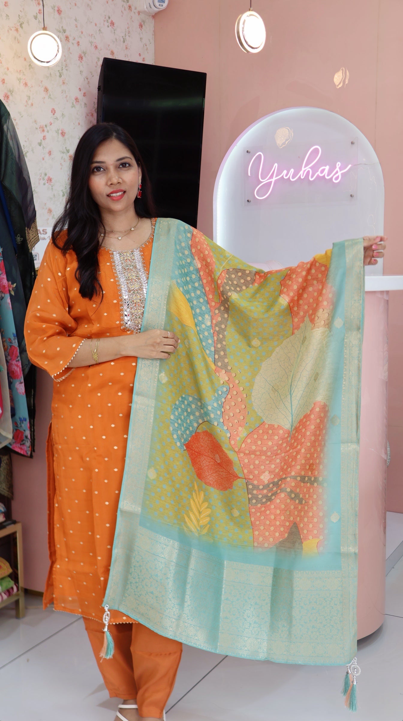 Premium Orange Banaras Salwar-  YFS423