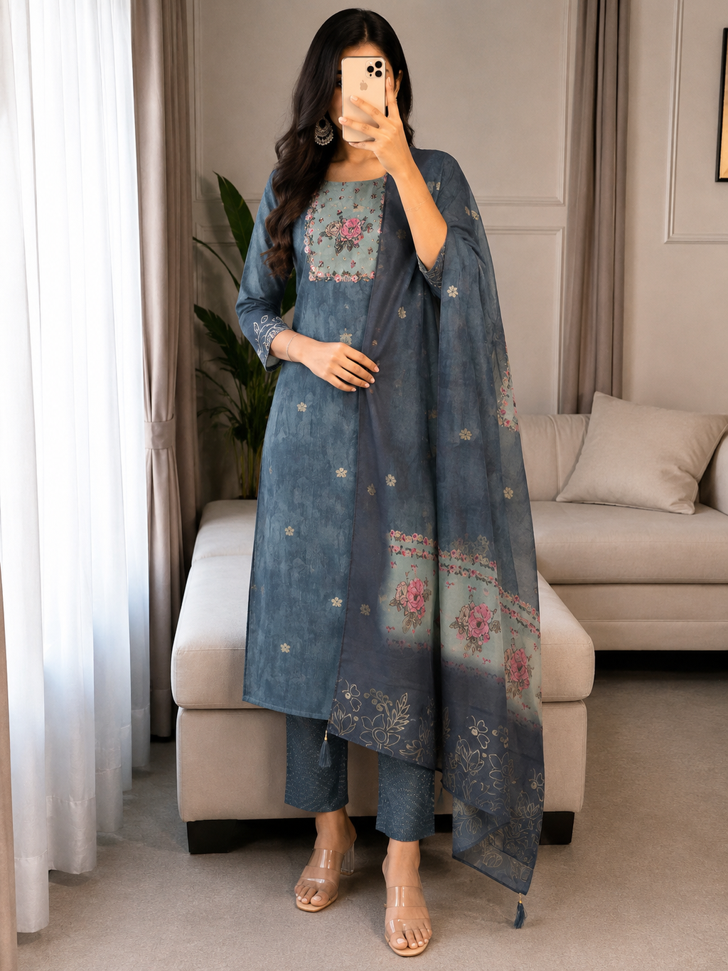 Teal Blue  chanderi salwar - YFS437