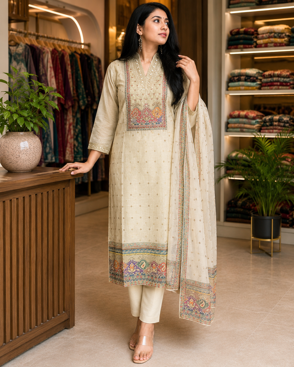 Premium white shimmer  salwar -YFS691