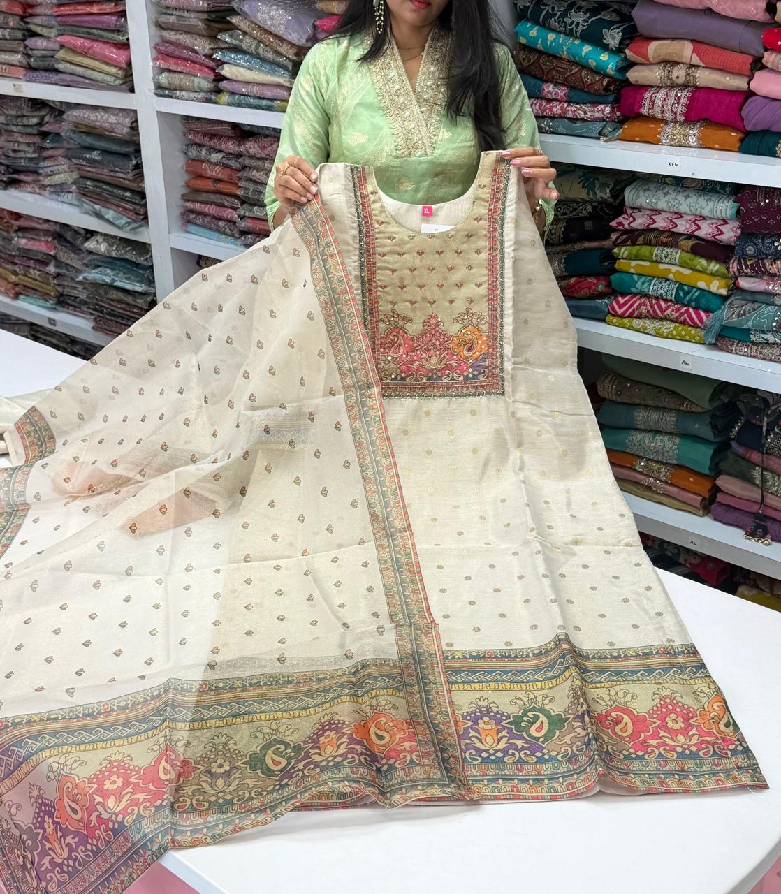 Premium white shimmer  salwar -YFS691