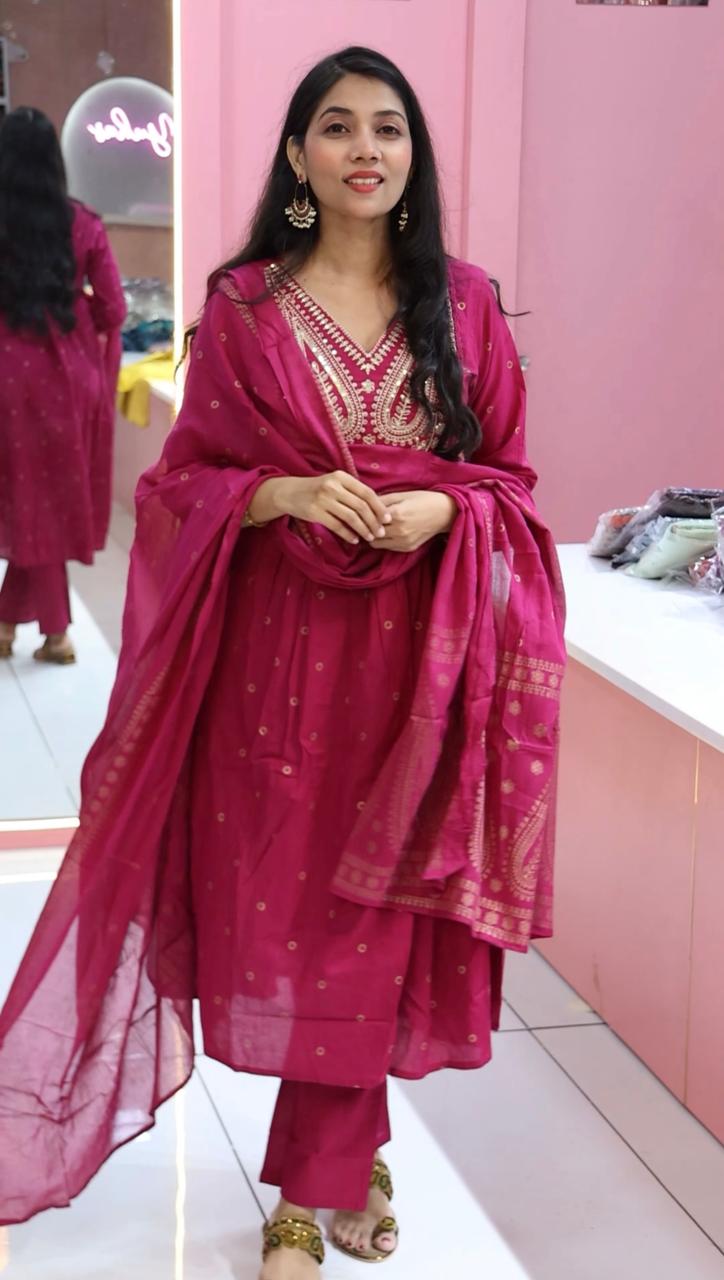 Premium Magenta anarkali salwar