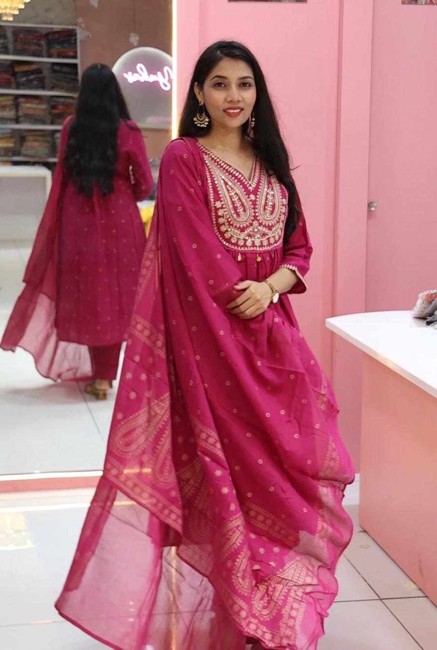 Premium Magenta anarkali salwar