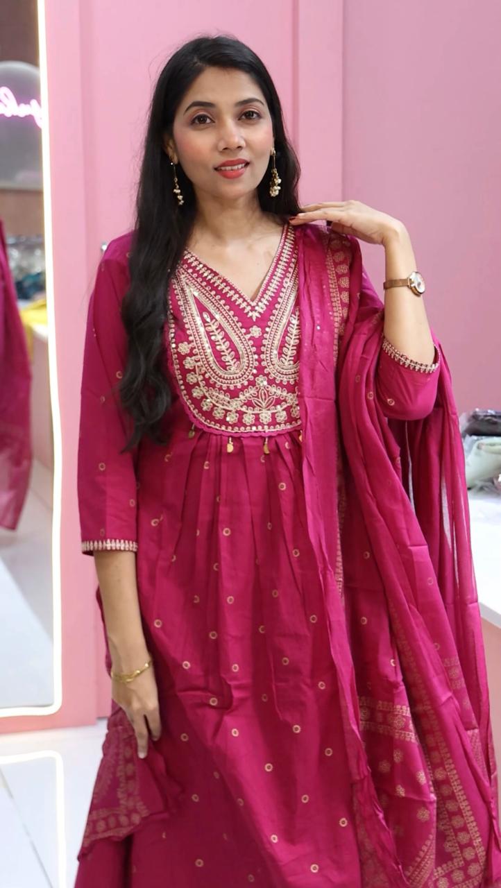 Premium Magenta anarkali salwar