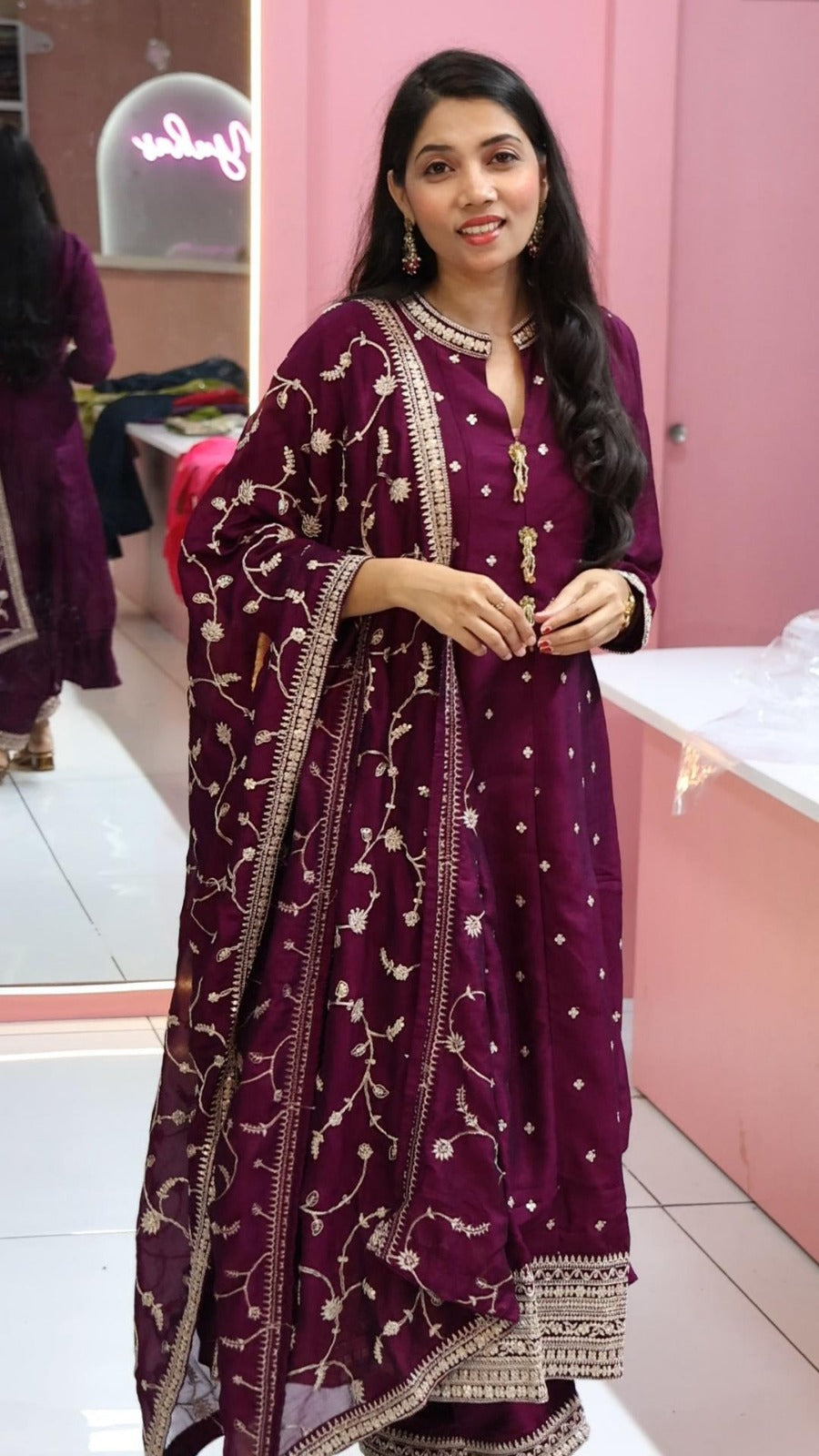 purple anarkali