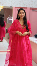 Premium  pink mulchanderi anarkali