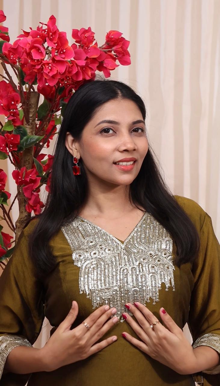 Premium olive green short coord set