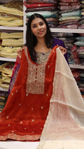 Premium Glass Orange Salwar