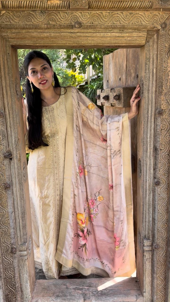 Premium white anarkali