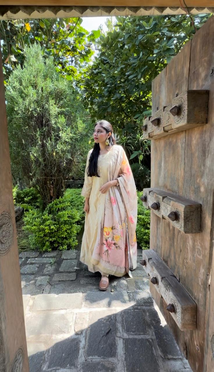 Premium white anarkali