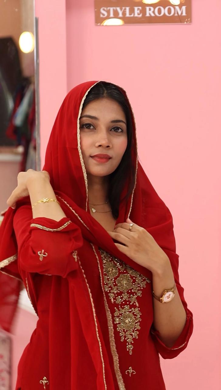 Premium Maroon Sharara