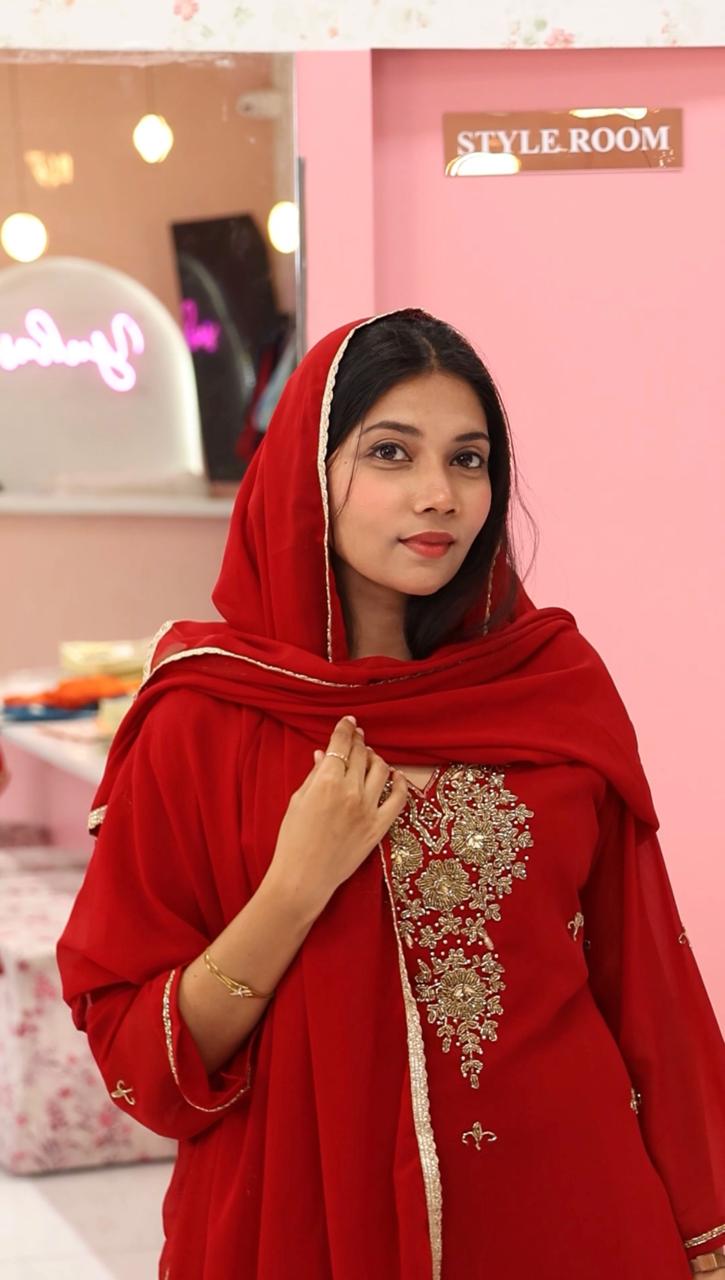 Premium Maroon Sharara