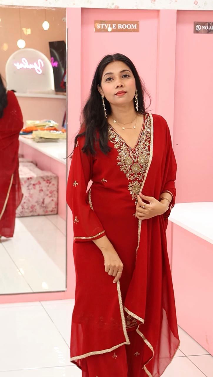 Premium Maroon Sharara