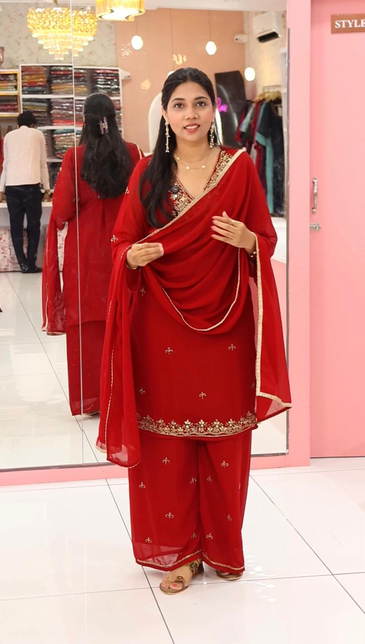 Premium Maroon Sharara