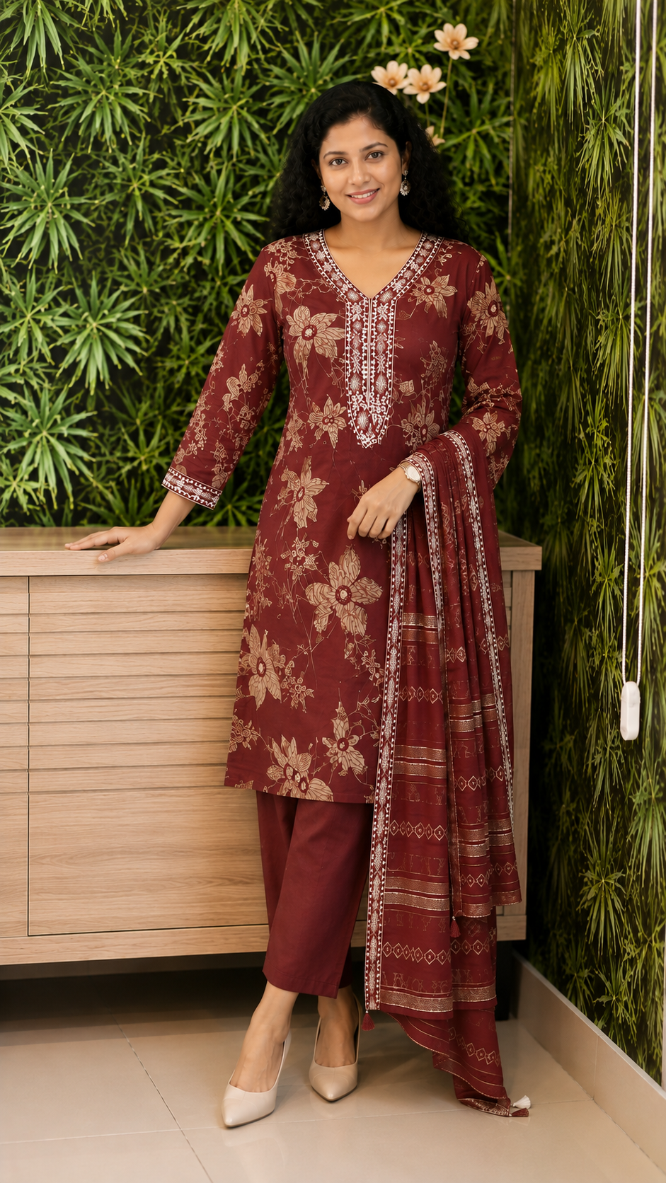 Trending Maroon collor neck salwar -YVS003