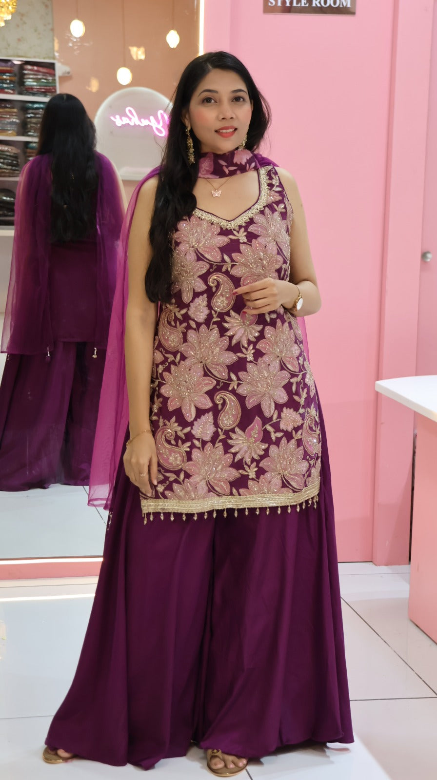 Premium Purple Brocade sharara